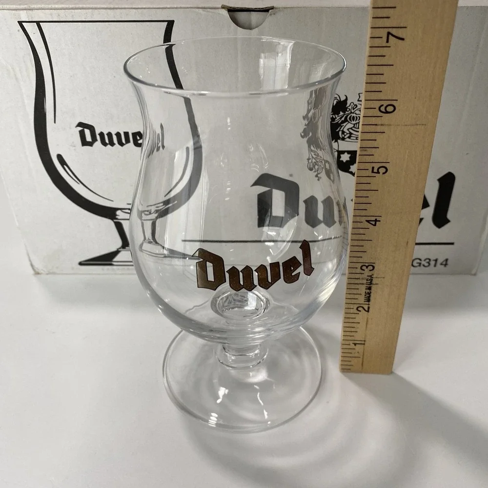 Set Of 5 Duvel Large Tulip Beer Glass with Gold Duvel Logo